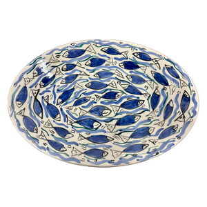 Ceramic Blue Fish Oval Platter (free USA shipping included)