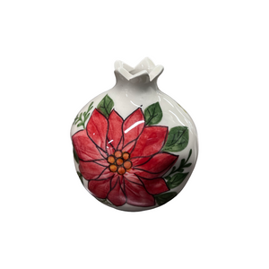 Ceramic Poinsettia and Ship Pomegranate (free USA shipping included)