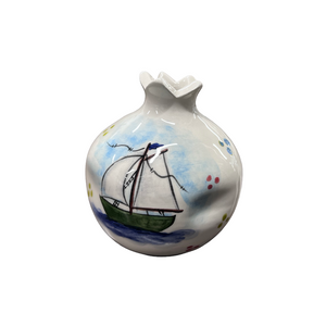 Ceramic Poinsettia and Ship Pomegranate (free USA shipping included)