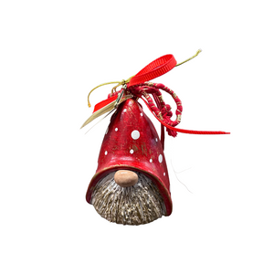 Ceramic Christmas Gnome Ornament (free USA shipping included)