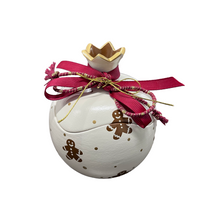 Load image into Gallery viewer, Ceramic Hollow Pomegranate “Box” with Gingerbread or Candy Canes Design (free USA shipping included)
