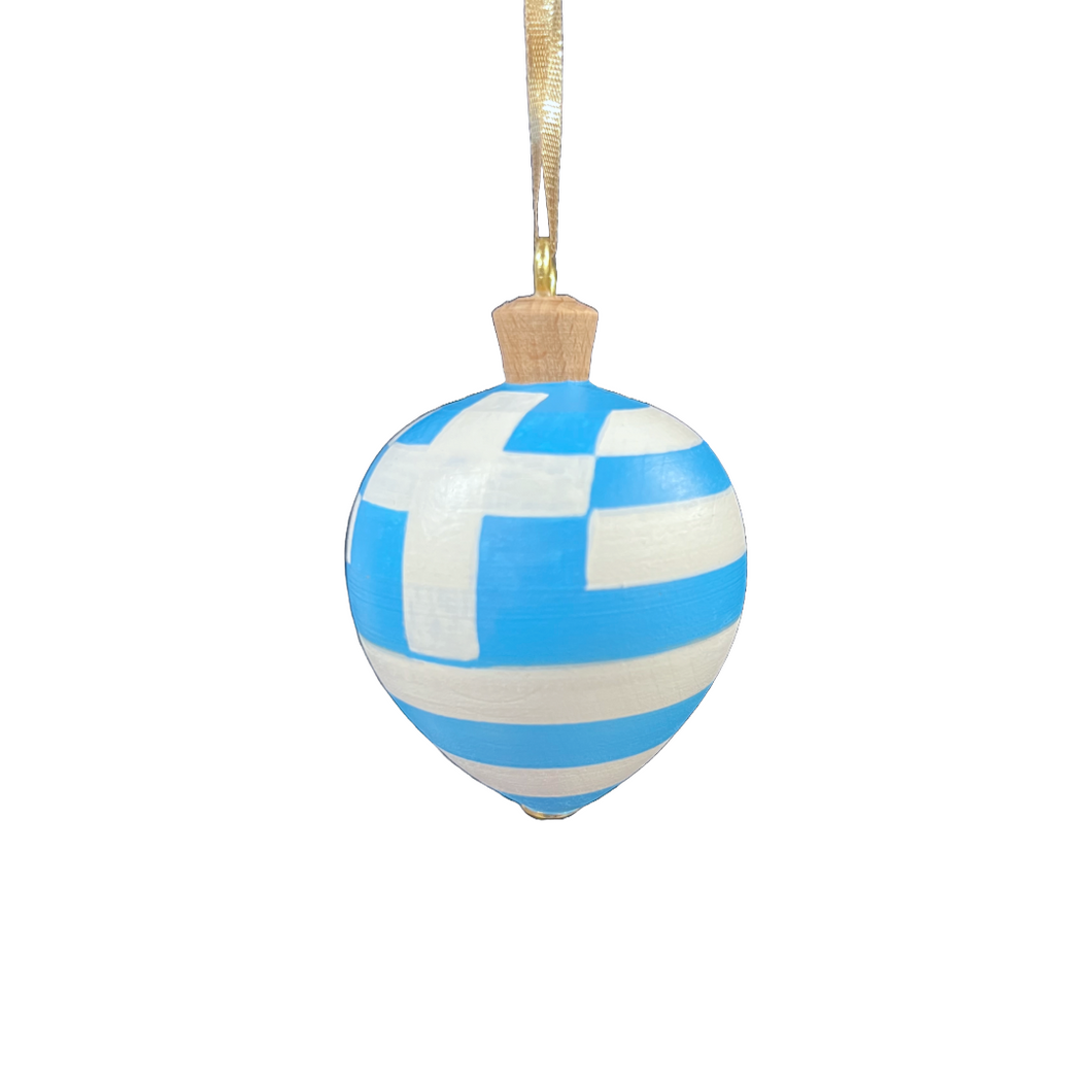 Greek Flag Wooden Ornament (free USA shipping included)one left