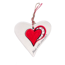 Load image into Gallery viewer, Ceramic Heart Ornament—Multiple design choices (free USA shipping)
