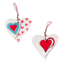 Load image into Gallery viewer, Ceramic Heart Ornament—Multiple design choices (free USA shipping)
