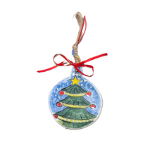 Load image into Gallery viewer, Ceramic Round Christmas Ornament—Multiple design and size choices (free USA shipping included)
