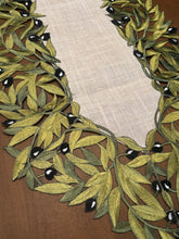 Load image into Gallery viewer, Laser Cut Leaves and Olives Border Table Runner (free USA shipping included)
