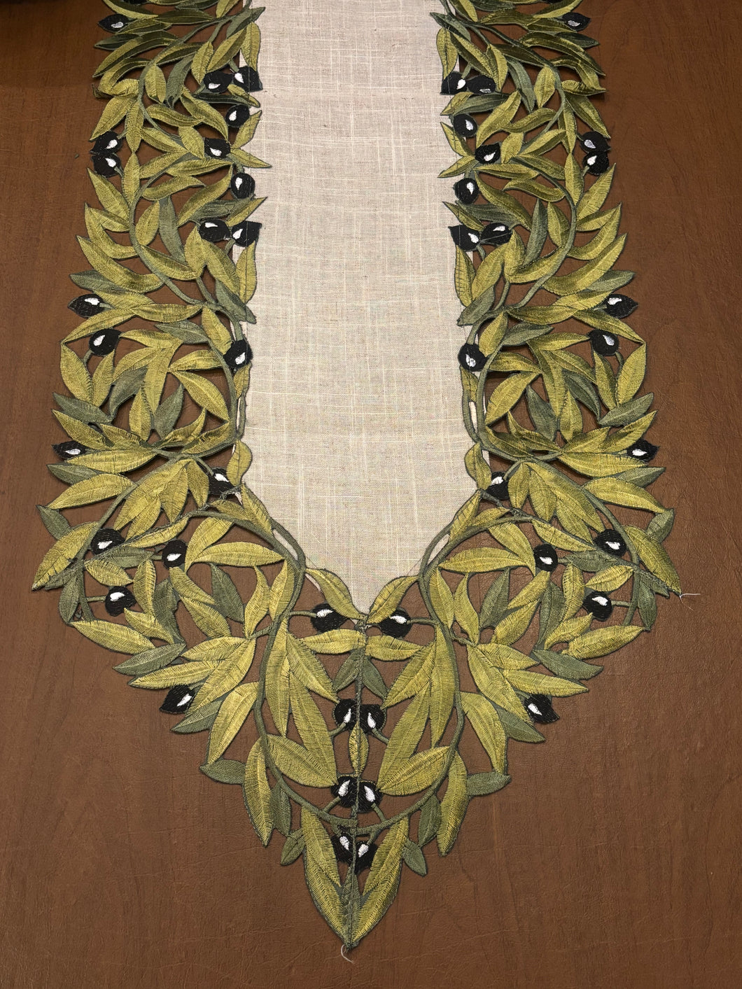 Laser Cut Leaves and Olives Border Table Runner (free USA shipping included)