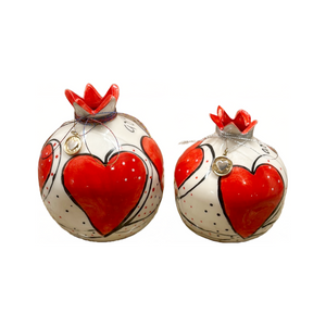 Ceramic Heart Pomegranate with Αγάπη (2 size choices)