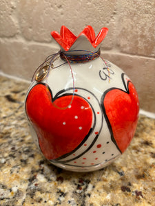Ceramic Heart Pomegranate with Αγάπη (2 size choices)