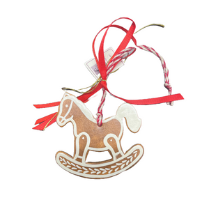 Ceramic Gingerbread Ornament: Rocking Horse (free USA shipping included)