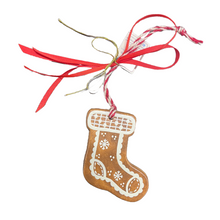 Load image into Gallery viewer, Ceramic Gingerbread Ornament: Stocking (free USA shipping included)
