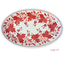 Load image into Gallery viewer, Ceramic Red Floral Oval Platter (free USA shipping included)
