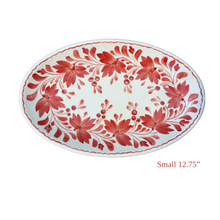 Load image into Gallery viewer, Ceramic Red Floral Oval Platter (free USA shipping included)
