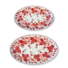 Load image into Gallery viewer, Ceramic Red Floral Oval Platter (free USA shipping included)
