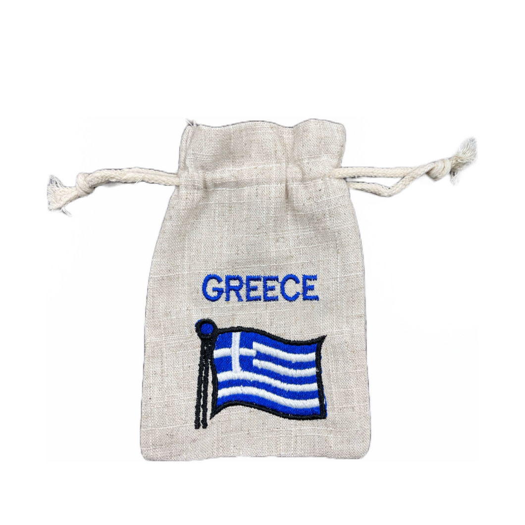 Greek Flag Embroidered Pouch