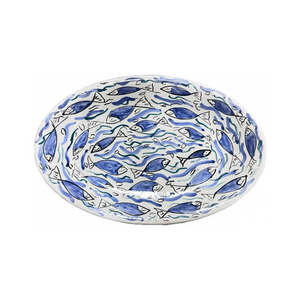Ceramic Blue Fish Oval Platter (2 sizes available)