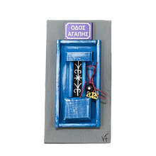 Load image into Gallery viewer, Miniature Wooden Door/Magnet or Wall Hanging: Οδός Αγάπης/Street of Love (free USA shipping included)
