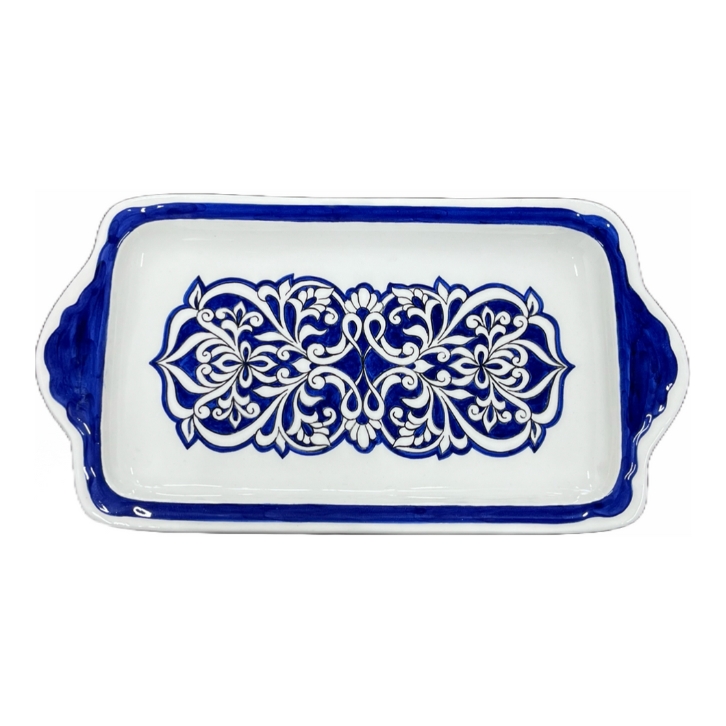 Ceramic Blue and White Tray with handles (free USA shipping included)