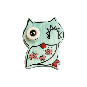 Ceramic Owl Magnet (free USA shipping included)