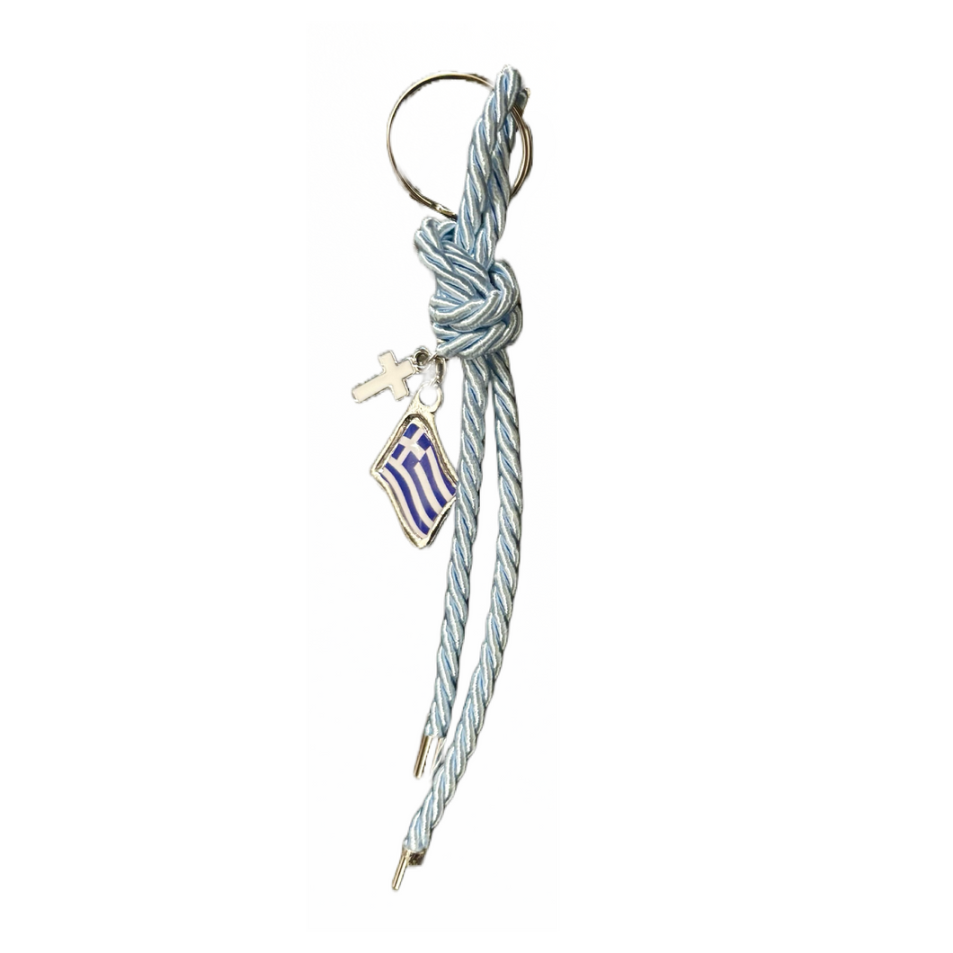 Greek Flag and Cross Keychain (free USA shipping included)