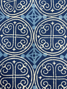 "Greece" Block Print Tablecloth (free USA shipping included)