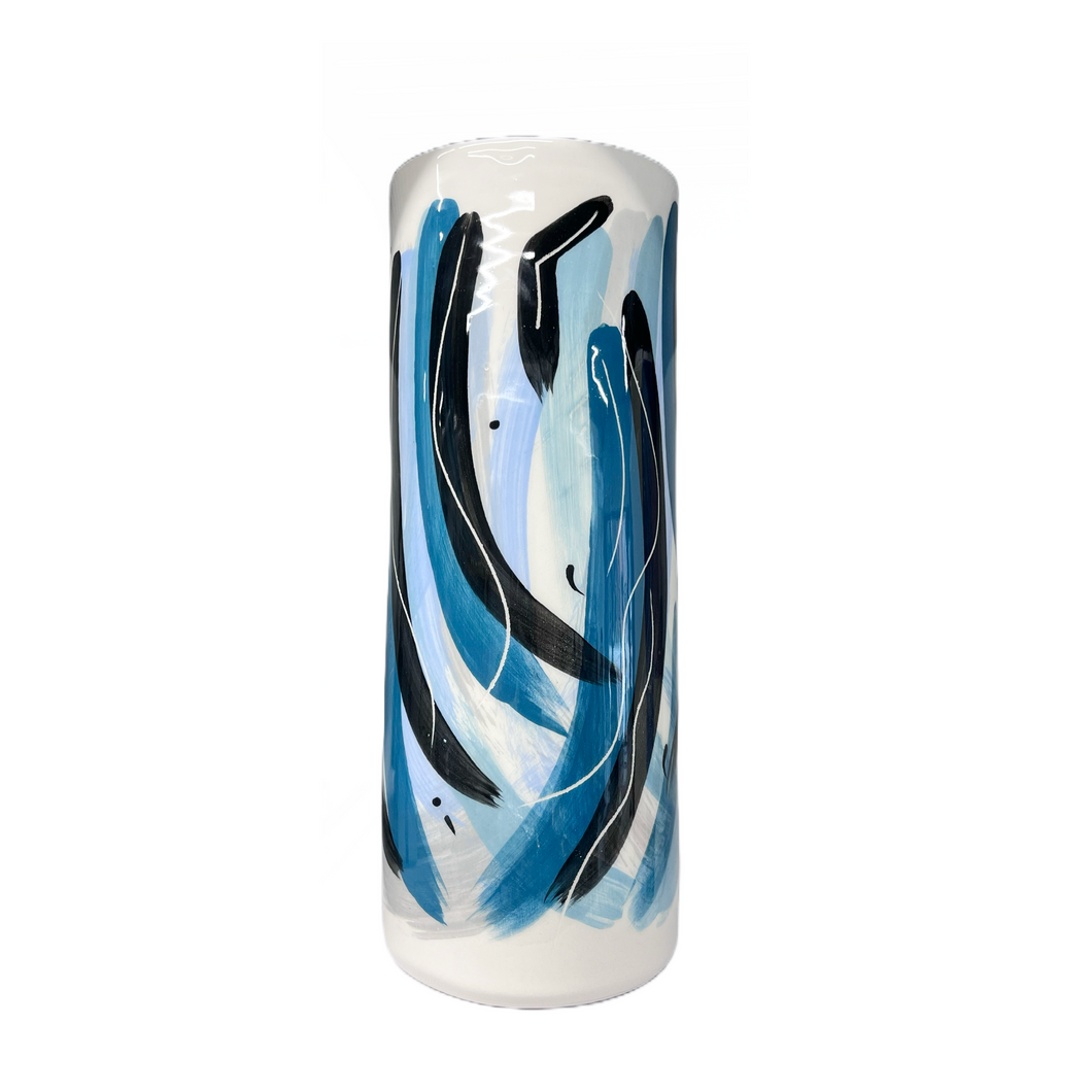 Ceramic Vase with Waves Design (free USA shipping included)