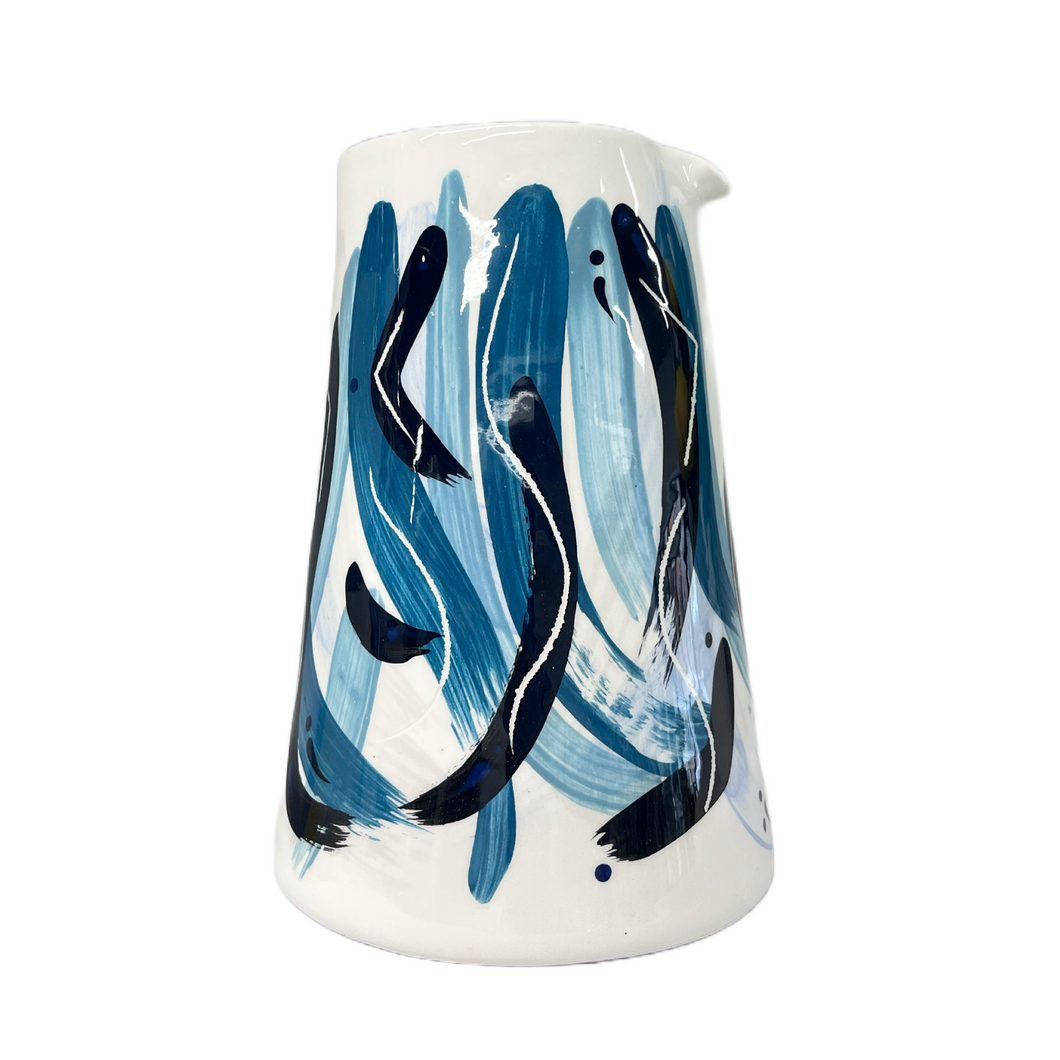 Ceramic Vase with Spout and Waves Design (free USA shipping included)