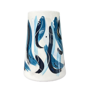 Ceramic Vase with Spout and Waves Design (free USA shipping included)