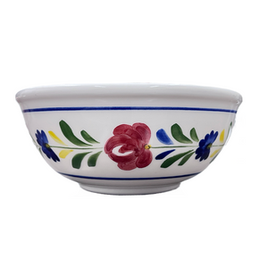 Ceramic 8” Bowl with Blue and Red Floral Design (free USA shipping included)