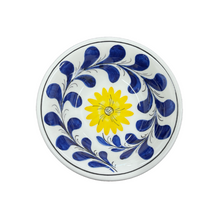 Load image into Gallery viewer, Ceramic 6.5” Bowl with Blue and Yellow Floral Design (free USA shipping included)
