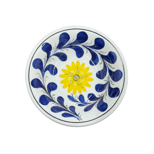 Ceramic 6.5” Bowl with Blue and Yellow Floral Design (free USA shipping included)