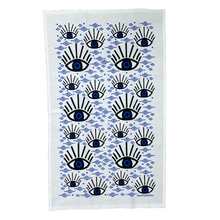 Load image into Gallery viewer, Cotton Tea Towel Blue Eye Design (free USA shipping included)
