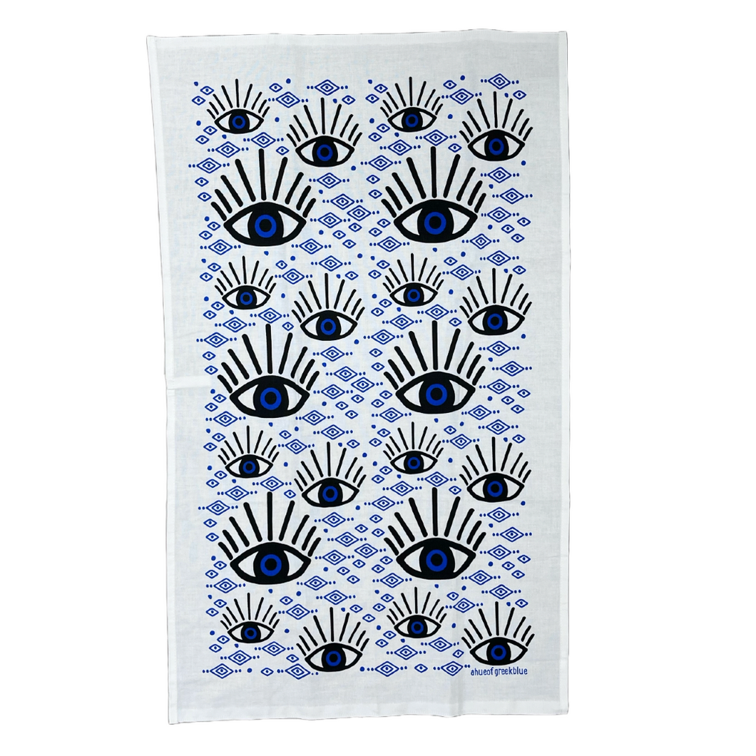 Cotton Tea Towel Blue Eye Design (free USA shipping included)