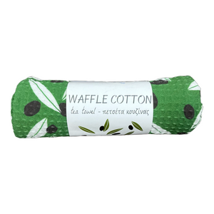 Waffle Cotton Towel Olives Design (free USA shipping included)