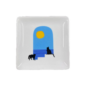 Ceramic Cats in the Sun Square Tray (free USA shipping included)