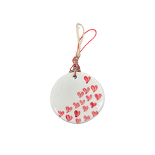 Load image into Gallery viewer, Ceramic Circle Ornament with Hearts—Multiple design choices (free USA shipping)
