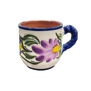 Ceramic Lilac and Blue Floral Mug (free USA shipping included)