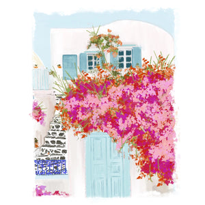 Rebecca Illustrated Art Print “Mykonos Paradise Found” (free USA shipping included)