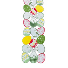 Load image into Gallery viewer, Cutout Easter Eggs and Bunnies Table Runner in Spring Colors (free USA shipping included)
