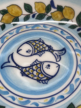 Load image into Gallery viewer, Ceramic 9.5” Shallow Bowl with Lemons and Fish Design

