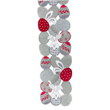 Load image into Gallery viewer, Cutout Easter Eggs and Bunnies Table Runner in Red and Gray (free USA shipping included)
