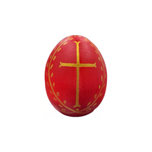 Load image into Gallery viewer, Easter Wooden Egg Gold Cross and Laurel Wreath
