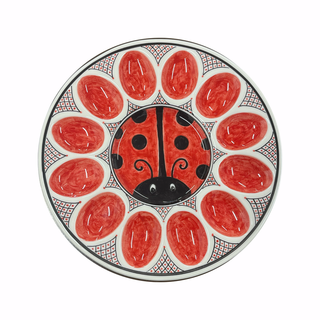Ceramic Ladybug 10.5” Egg Platter (free USA shipping included)