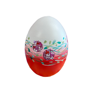 Easter Wooden Egg: Red Hydrangeas with Καλό Πάσχα (free USA shipping included)