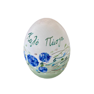Easter Wooden Egg Blue Hydrangeas (free USA shipping included)