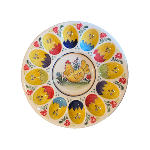 Ceramic 10.5” Hen and Chicks Egg Platter (free USA shipping included)