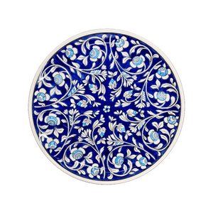 Ceramic 11.5” Round Platter Floral and Vine Design (free USA shipping included)
