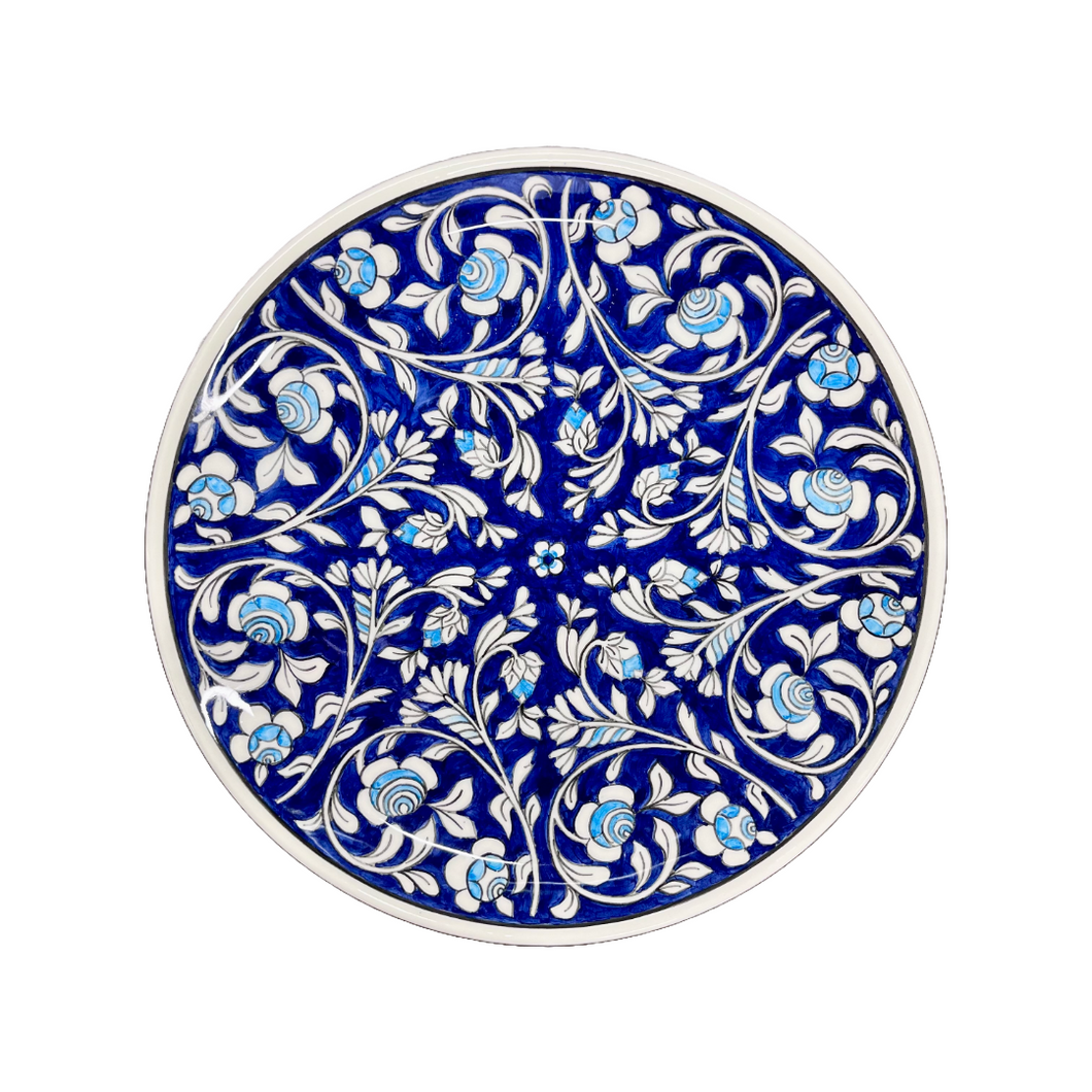 Ceramic 11.5” Round Platter Floral and Vine Design (free USA shipping included)