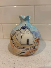 Load image into Gallery viewer, Ceramic Pomegranate: Medium with Greek Island Design (free USA shipping included)

