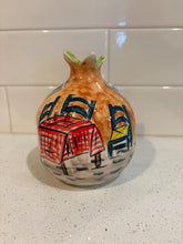 Load image into Gallery viewer, Ceramic Pomegranate: Medium with Greek Island Design (free USA shipping included)
